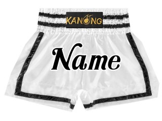 Custom White Muay Thai Shorts : KNSCUST-1173